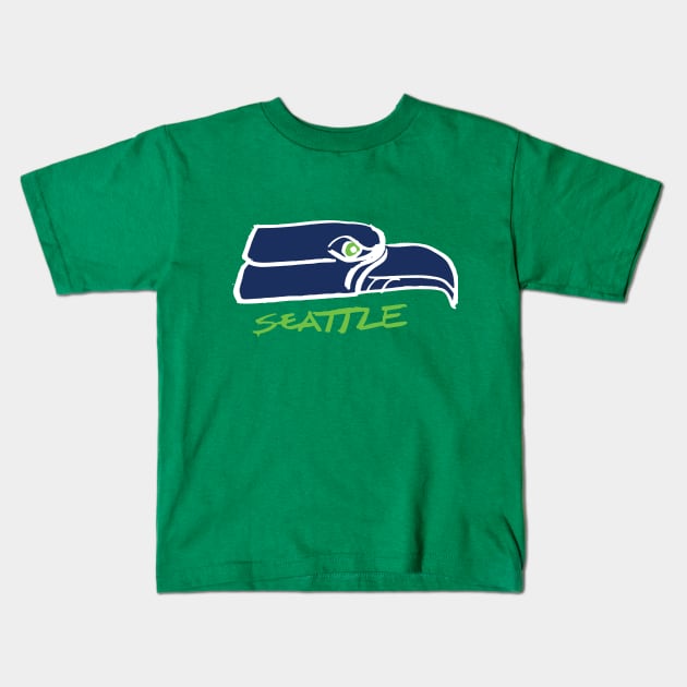 Seattle Seahaaaawks 09 Kids T-Shirt by Very Simple Graph